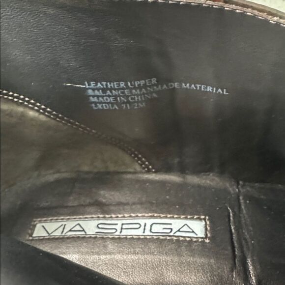 Via Spiga LYDIA Brown Leather Crocodile-Embossed Ankle Boots Pointy Toe Size 7.5 - Picture 5 of 15